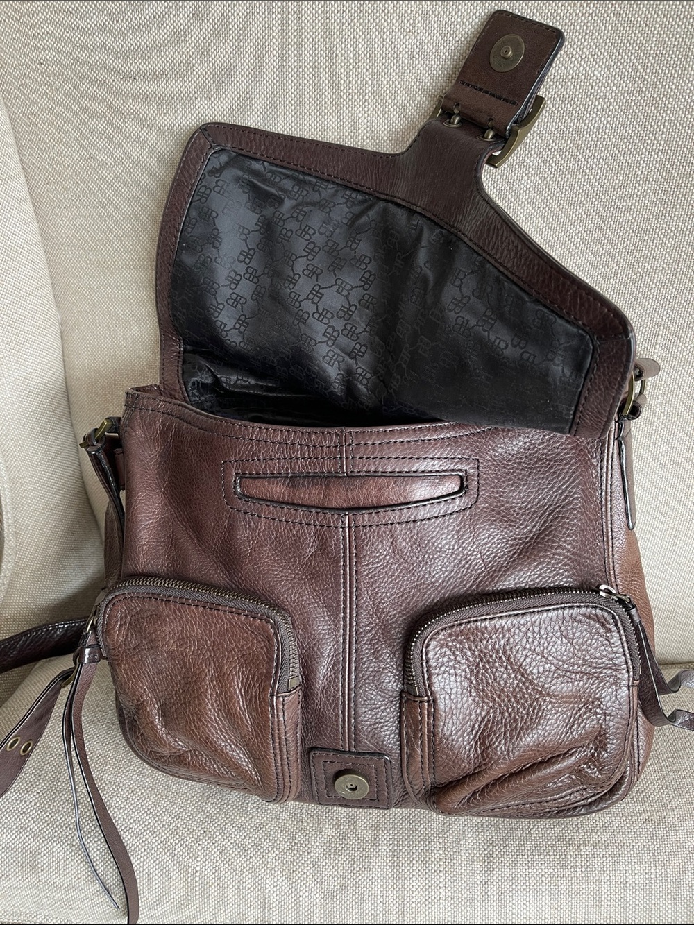 Y2K Banana Republic Dark Brown Pebbled Leather Shoulder Bag - Picture 9 of 14